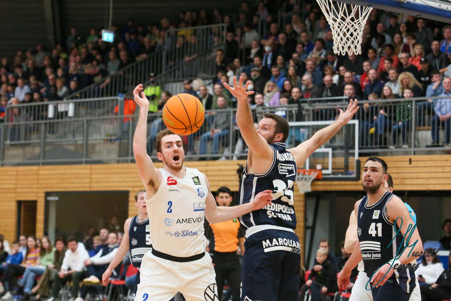 Garrett Matthew Sams (VfL SparkassenStars Bochum), Stephan Haukohl (Medipolis SC Jena) und Alexander James Herrera (Medipolis SC Jena)