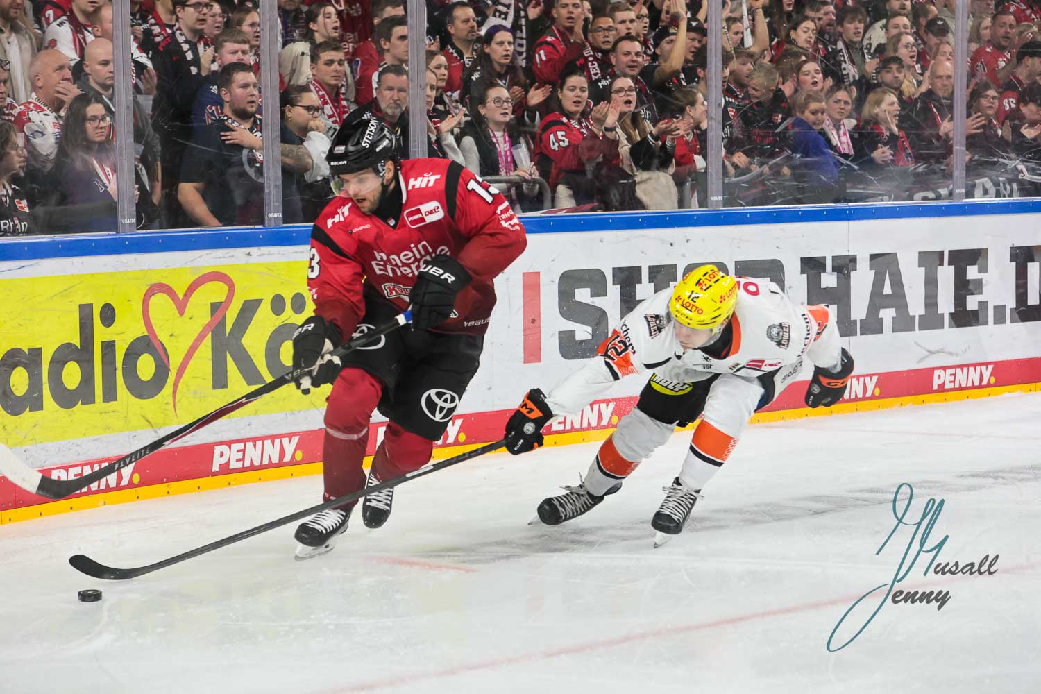 26.10.2025 - Koelner Haie -Loewen Frankfurt, Valtteri Kemilaeinen (Koelner Haie), Noah Dunham (Loewen Frankfurt)
